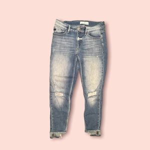 KanCan Estilo Distressed Raw Hem Light Wash Ankle Skinny Demim Jeans Sz 9/28
